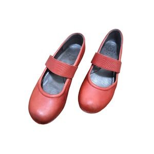 Sanita Womens Red Leather Mary Jane Shoes With Heel Strap Red Size 40
